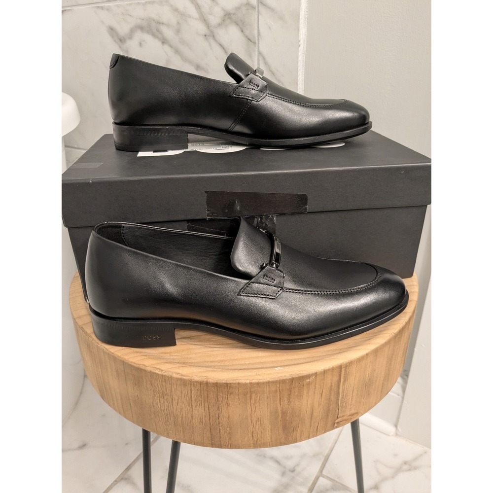 BOSS Black Leather Colby Loafer Shoes Mens Dress Shoes Formal Size 8